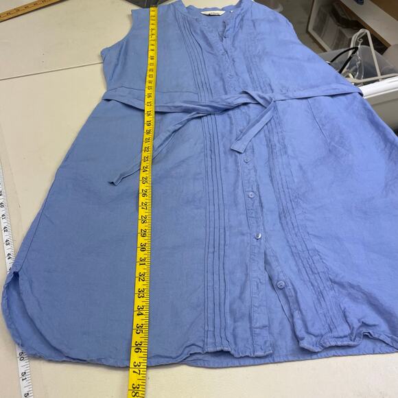 L.L. Bean blue button down dress 100% Linen Size 20 Petite - Picture 13 of 14